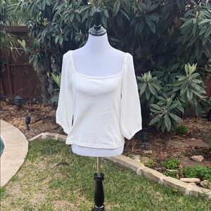 Sanctuary Cream Square Neck Puff Sleeve Top